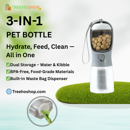 AquaMate™ – 3-in-1 Portable Pet Water Bottle for Dogs & Cats