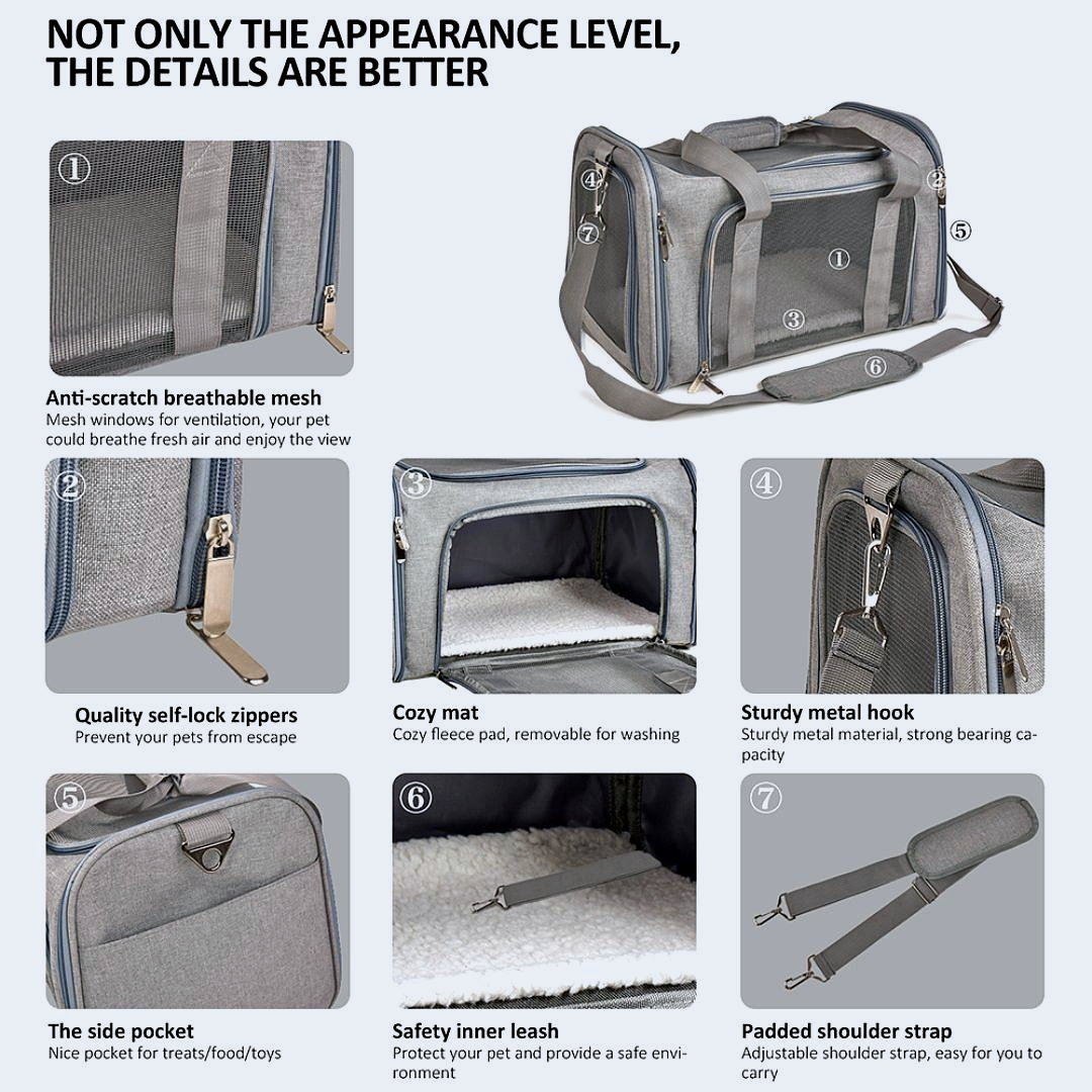 Portable Pet Carrier Bag –Travel in Style & Comfort