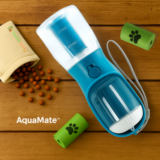 AquaMate™ – 3-in-1 Portable Pet Water Bottle for Dogs & Cats